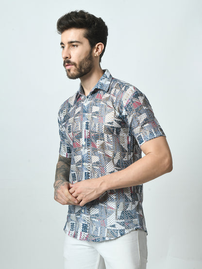 Men Slim Fit Opaque Printed Party Shirt