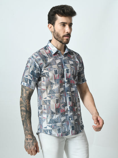 Men Slim Fit Opaque Printed Party Shirt