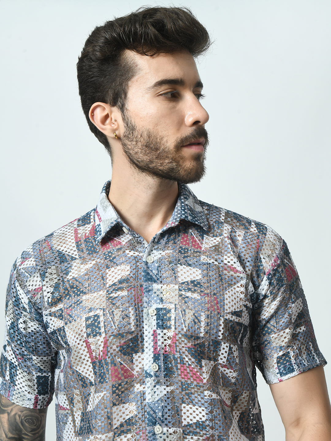 Men Slim Fit Opaque Printed Party Shirt