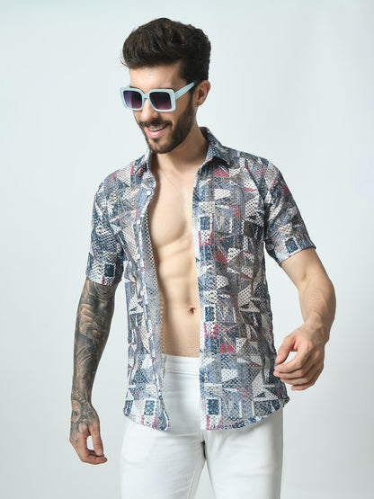 Men Slim Fit Opaque Printed Party Shirt