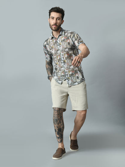 Men Slim Fit Opaque Printed Party Shirt