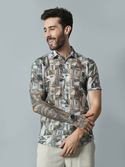 Men Slim Fit Opaque Printed Party Shirt