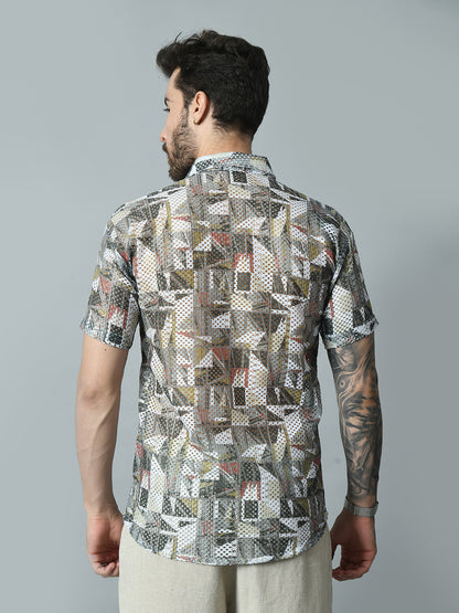 Men Slim Fit Opaque Printed Party Shirt