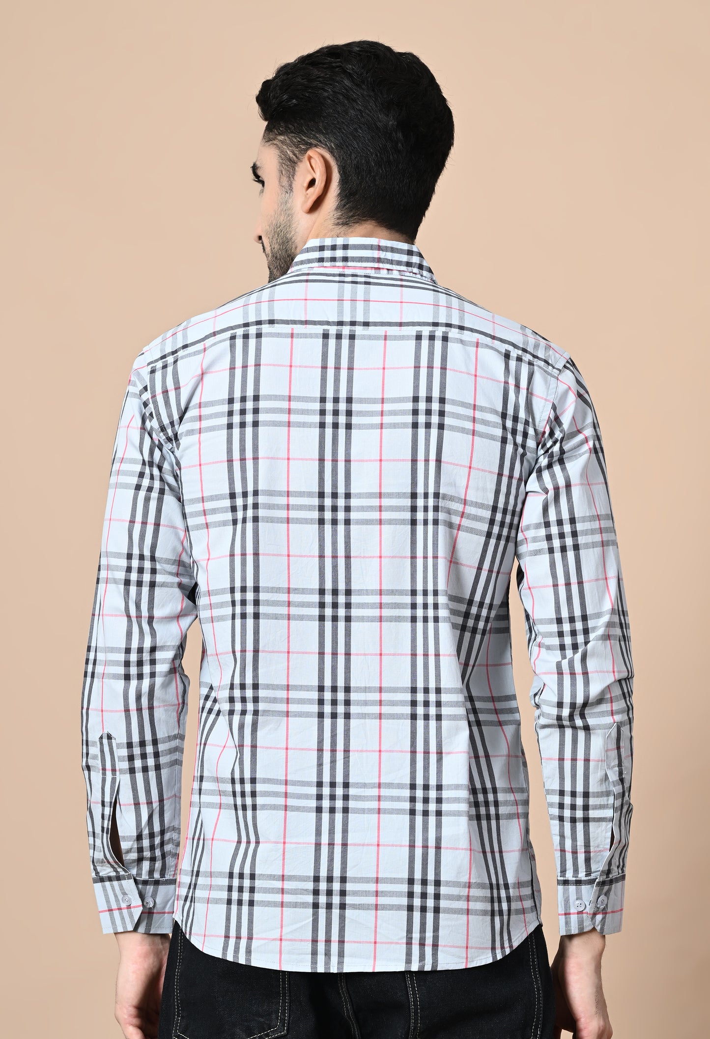 Light Grey and Black Checked Formal Shirt