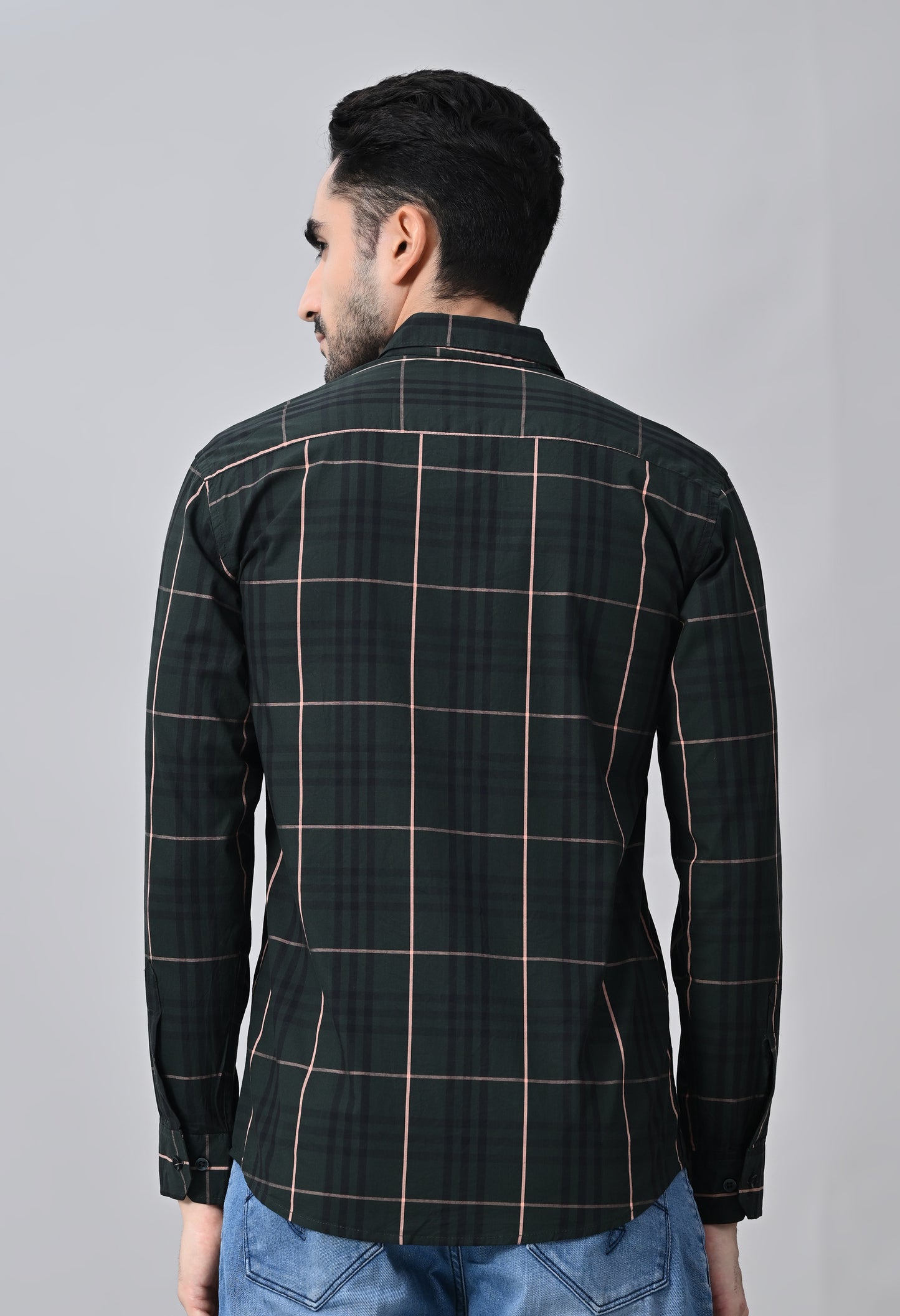 Olive Checked Formal Shirt