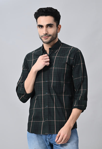 Olive Checked Formal Shirt