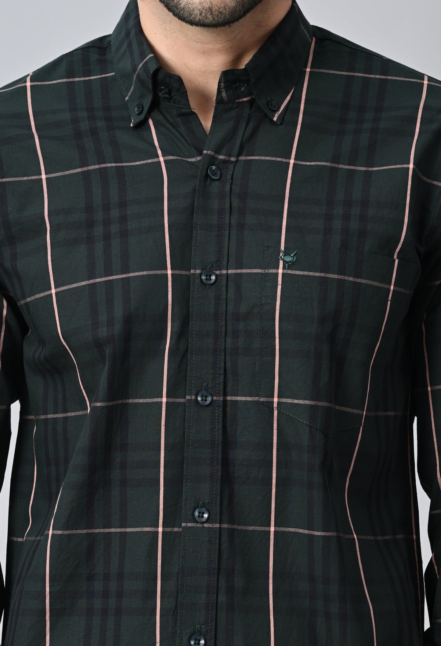 Olive Checked Formal Shirt