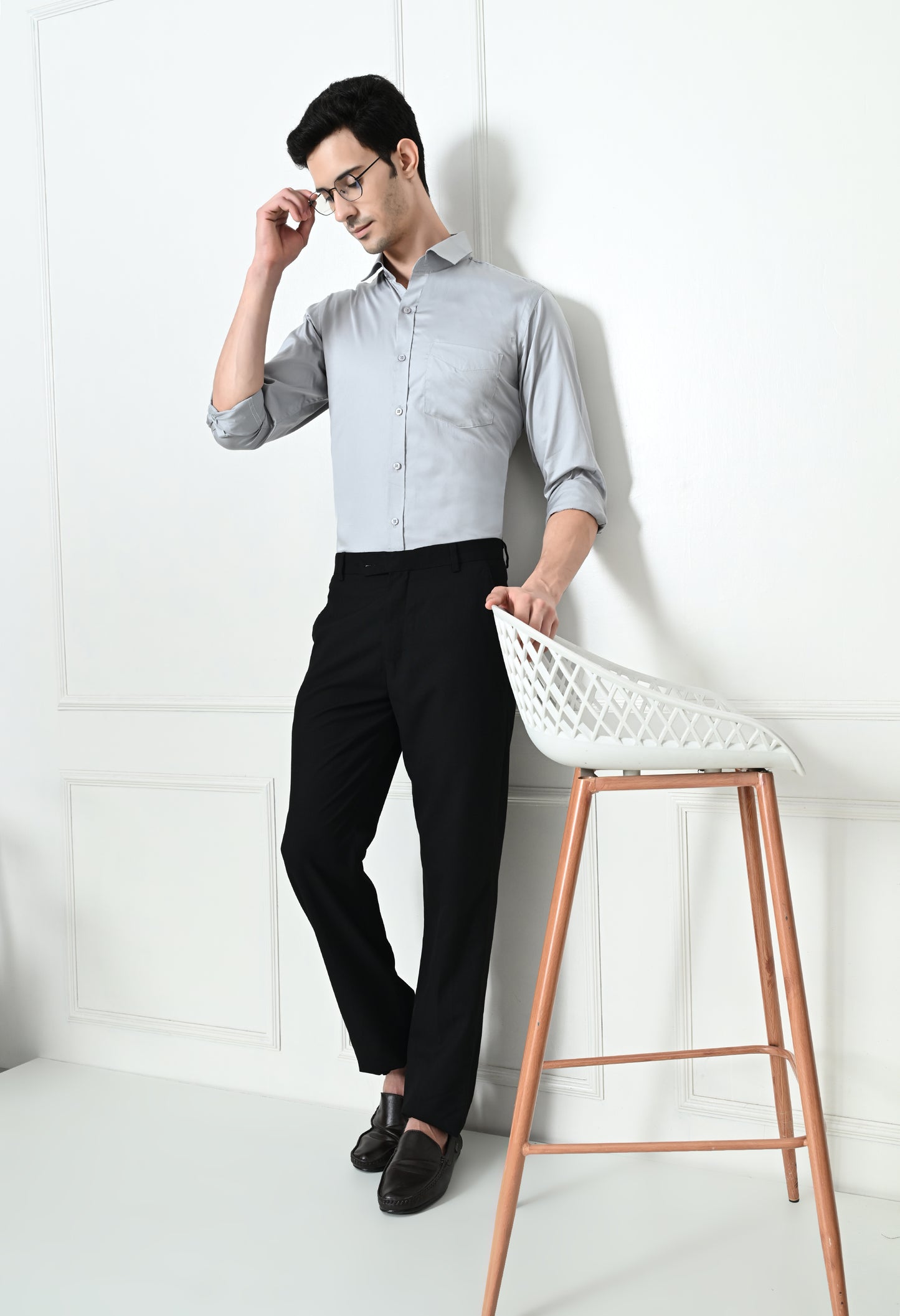 Metallic Grey Cotton Formal Shirt