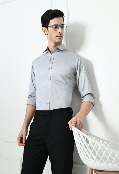 Metallic Grey Cotton Formal Shirt