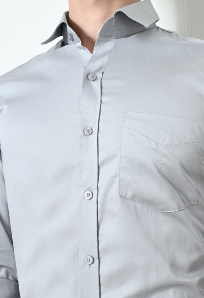 Metallic Grey Cotton Formal Shirt