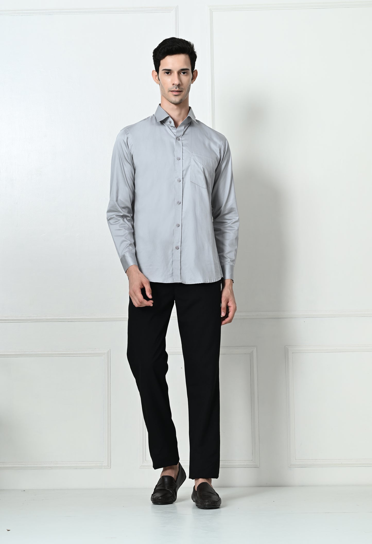 Metallic Grey Cotton Formal Shirt