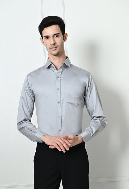 Metallic Grey Cotton Formal Shirt