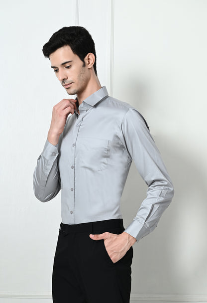 Metallic Grey Cotton Formal Shirt