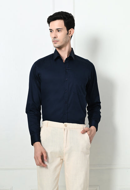 Oxford Blue Cotton Formal Shirt