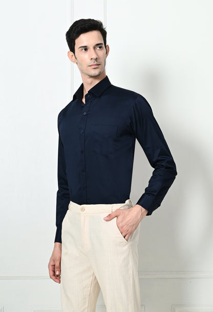 Oxford Blue Cotton Formal Shirt