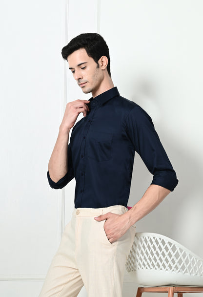 Oxford Blue Cotton Formal Shirt