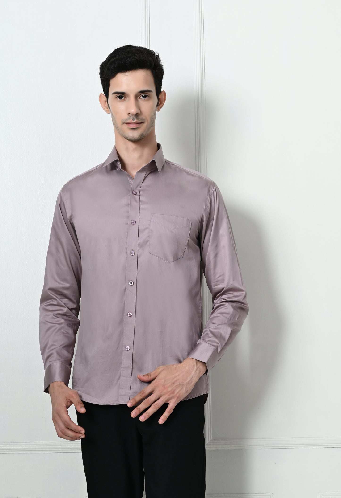 Mens Slim Fit Solid Formal Shirt