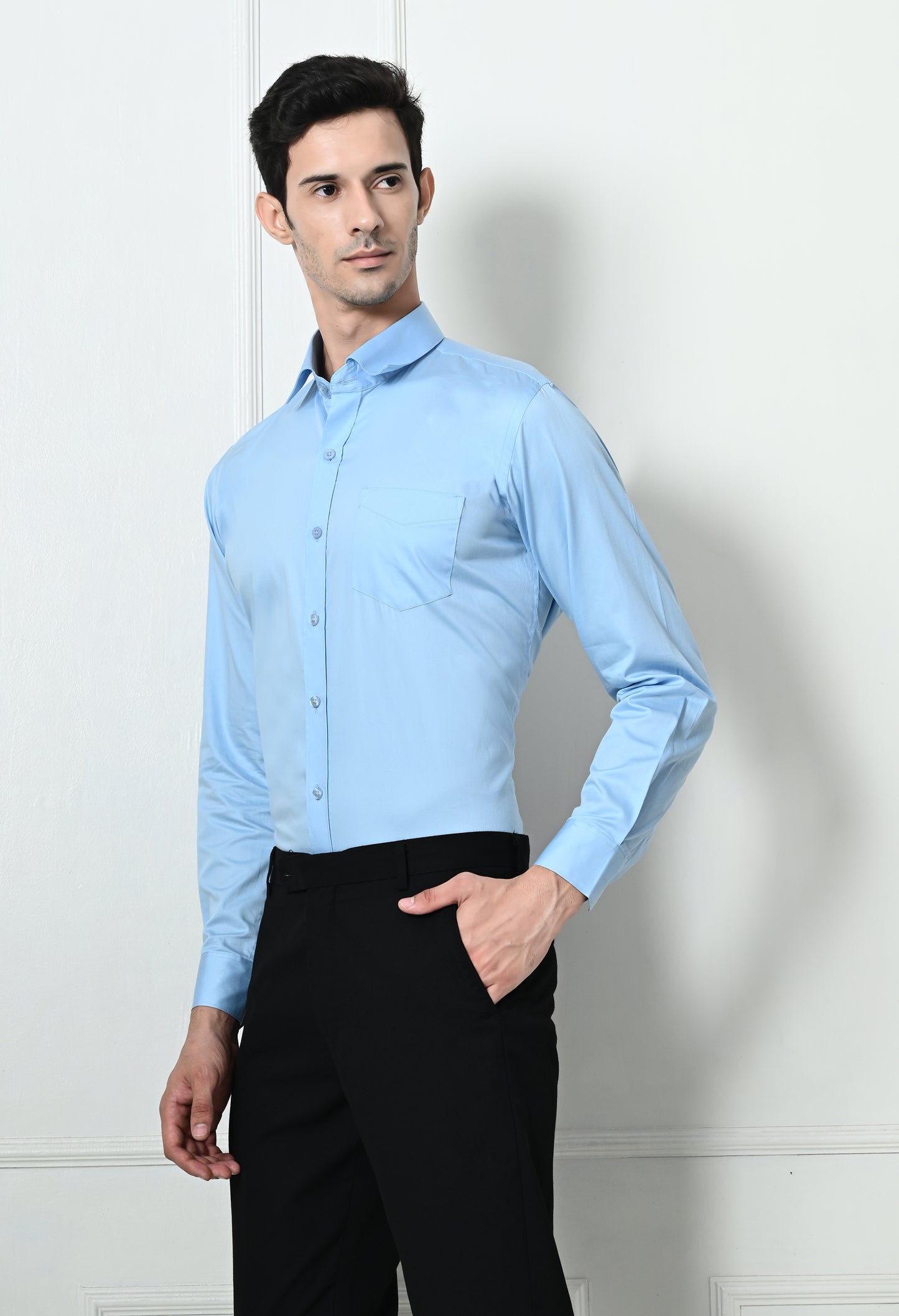 Aero Blue Cotton Formal Shirt