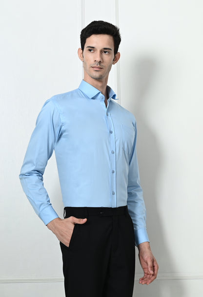 Aero Blue Cotton Formal Shirt