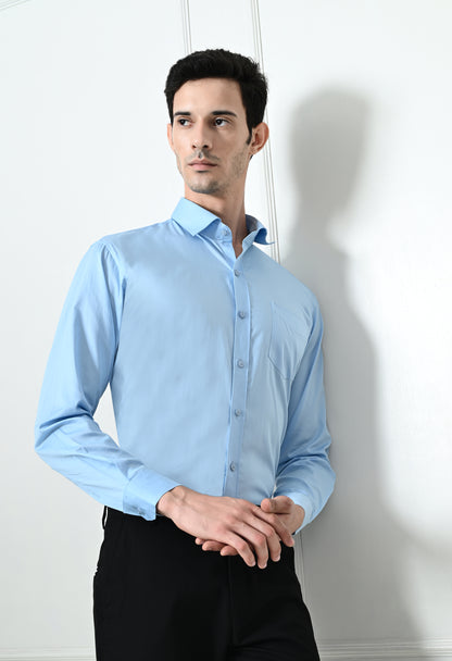 Aero Blue Cotton Formal Shirt