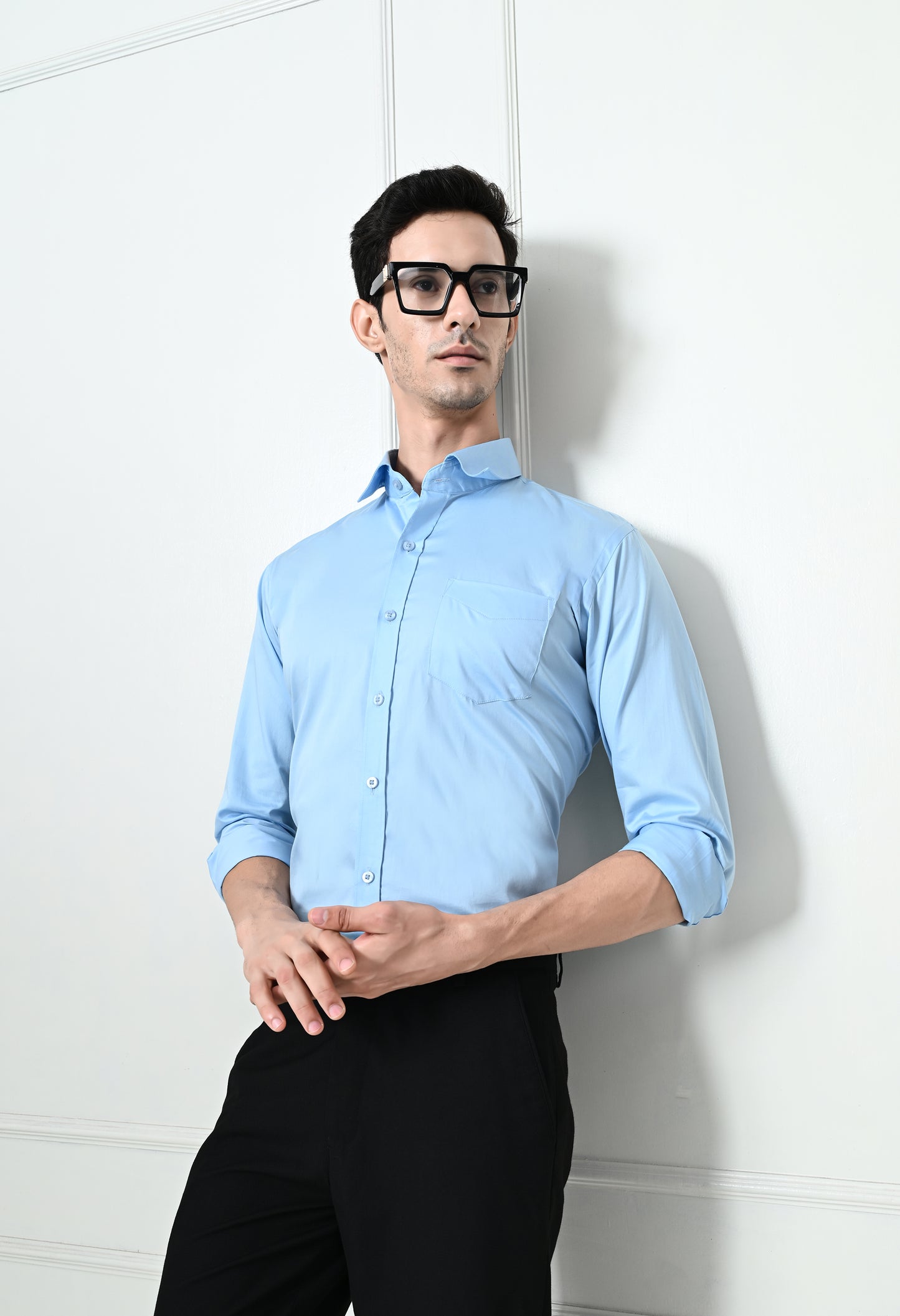 Aero Blue Cotton Formal Shirt